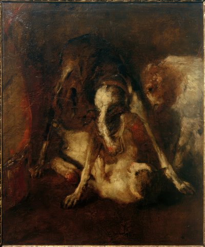 Hund leger med kat af Max Slevogt