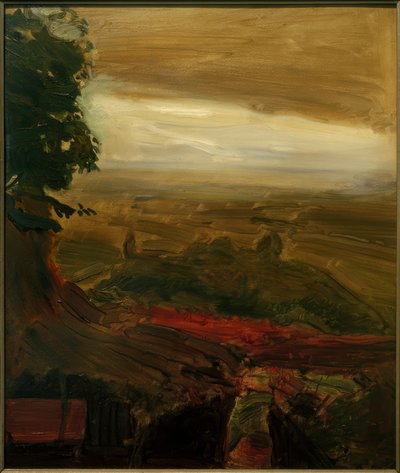 Rød lysthus med stormskyer af Max Slevogt