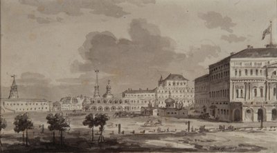Moskva Kreml før opførelsen af det store Kreml-palads, 1817 af Maxim Nikiphorovich Vorobyev