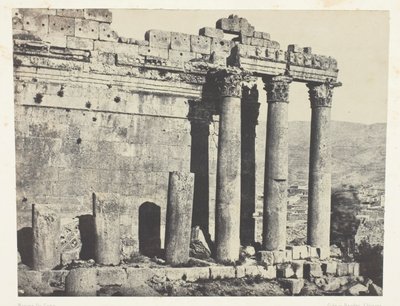 Baalbeck (Heliopolis), Jupiter-templet, vestlig facade; Syrien af Maxime Du Camp