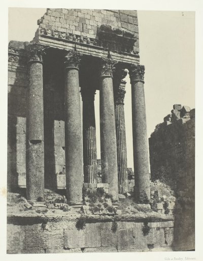 Baalbeck Heliopolis, Jupiters tempel, udsigt fra den sydøstlige vinkel, Syrien, 184951, trykt 1852. af Maxime Du Camp