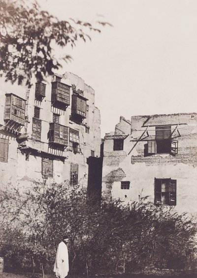 Kairo, hus og have i det franske kvarter, med Gustave Flaubert, 1850 af Maxime Du Camp