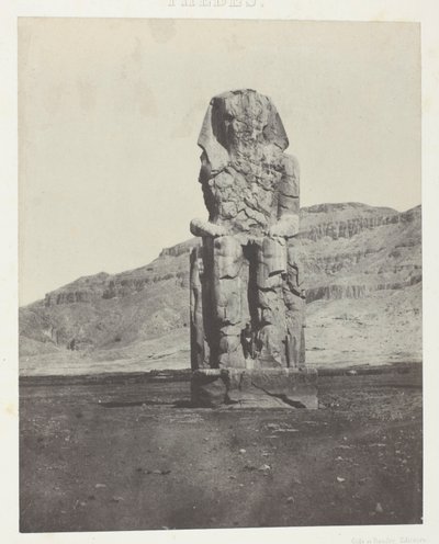Gournah, monolitisk kolos af Amenopht III; Theben, plade 56 fra albummet "Egypte, Nubie, Palestine et Syrie" (1852) af Maxime Du Camp