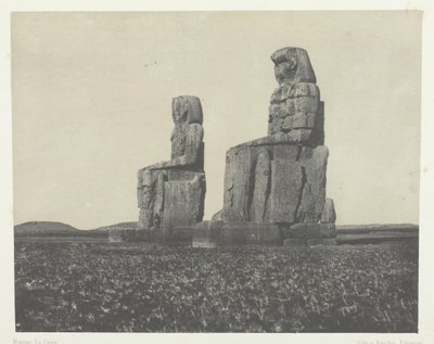 Gournah, The Colossi, Theben, 184951, trykt 1852. af Maxime Du Camp