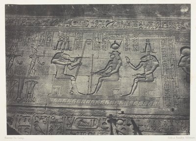 Det store tempel i Denderah (Teutyres), skulpturer fra den bageste facade; Øvre Egypten, planche 19 fra albummet "Egypte, Nubie, Palestine et Syrie" (1852) af Maxime Du Camp