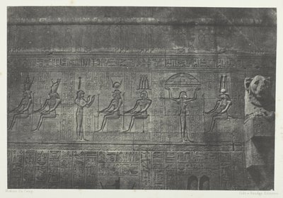Det store tempel i Denderah (Teutyres), skulpturer fra den bageste facade; Øvre Egypten, plade 20 fra albummet "Egypte, Nubie, Palestine et Syrie" (1852) af Maxime Du Camp