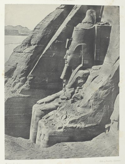 Ibsamboul, Colosse Oriental Du Spéos De Phrè, Vu De Profil; Nubie, plade 104 fra albummet "Egypte, Nubie, Palestine et Syrie" (1852) af Maxime Du Camp