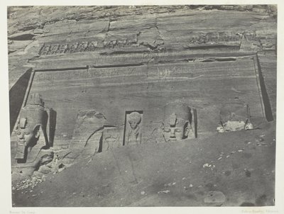 Ibsamboul, Vue Générale Du Grand Spéos De Phrè; Nubie, plade 102 fra albummet "Egypte, Nubie, Palestine et Syrie" (1852) af Maxime Du Camp