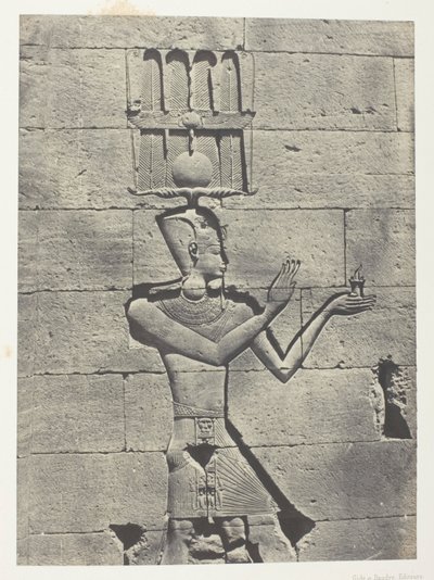 Kalabscheh, Sculptures De La Façade Postérieure Du Temple; Nubie, plade 91 fra albummet "Egypte, Nubie, Palestine et Syrie" (1852) af Maxime Du Camp
