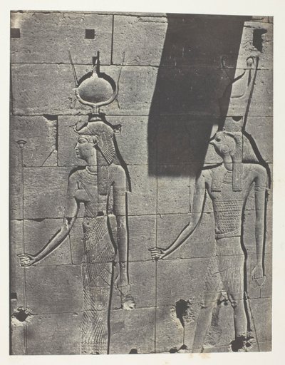 Kalabscheh, Sculptures De La Façade Postérieure Du Temple; Nubie, plade 92 fra albummet "Egypte, Nubie, Palestine et Syrie" (1852) af Maxime Du Camp