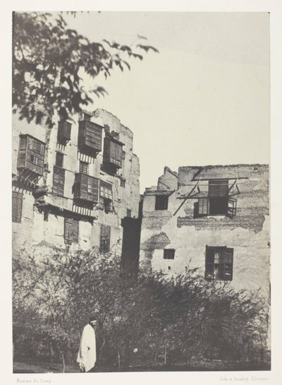 Hus og have i Frank Quarter, Cairo af Maxime Du Camp