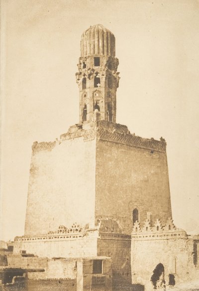 Den vestlige minaret i kalifen Hakems moske, Kairo, 9. januar 1850. af Maxime Du Camp