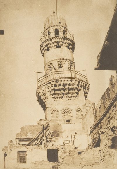 Skæende minaret i Bibars-moskeen, Kairo, december 1849-januar 1850. af Maxime Du Camp