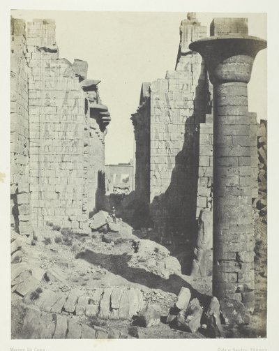 Karnak-paladset, Bubastitternes domstol og hovedindgangen til Hypostyle Hall; Theben af Maxime Du Camp