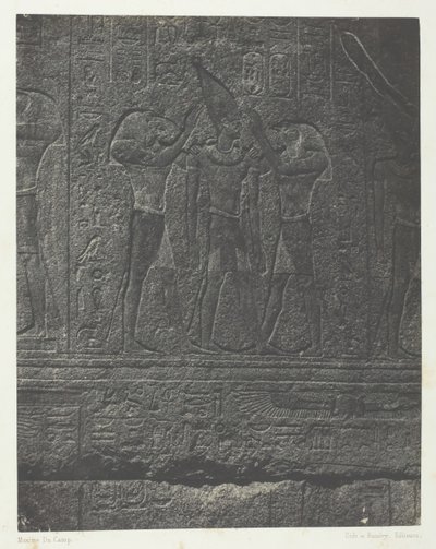 Karnak Palace, Udvendige Skulpturer af Granit Sanctuary, Theben, 184951, trykt 1852. af Maxime Du Camp