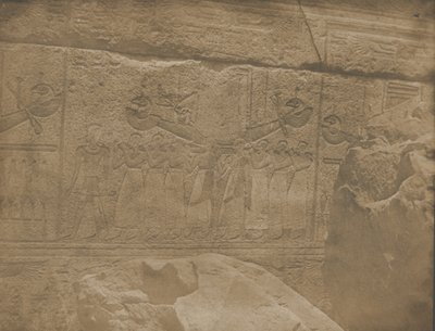 Karnak-paladset, udvendige udskæringer af granithelligdommen., 1849-51. af Maxime Du Camp
