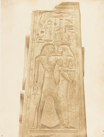 Søjle af granithelligdommen i Karnac-paladset Bas-relief, der repræsenterer faraoen ..., 1849-50. af Maxime Du Camp