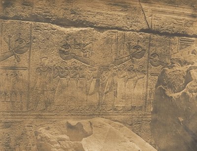 Udvendige skulpturer af granithelligdommen i Karnac-paladset Thebes Philippe-A..., 1849-50. af Maxime Du Camp