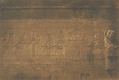 Udskæringer på den bagerste facade af Dendera Tentyris store tempel, 1849-50. af Maxime Du Camp