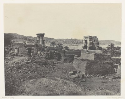 Landsby og tempel på øen Beghé, vest for Philoe; Nubien, plade 81 fra albummet "Egypte, Nubie, Palestine et Syrie" (1852) af Maxime Du Camp