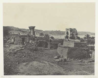 Landsby og tempel på øen Beghé, vest for Philoe; Nubien, plade 81 fra albummet "Egypte, Nubie, Palestine et Syrie" (1852) af Maxime Du Camp