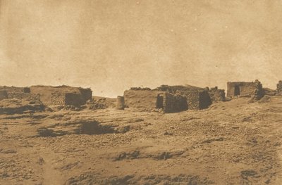 Udsigt over landsbyen Abou-hor Krebsens kreds, april 1850. af Maxime Du Camp