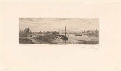 Udsigt over Seinen nær Argenteuil Les bords de la Seine près Argenteuil (titel på objekt) af Maxime François Antoine Lalanne (signed by artist)