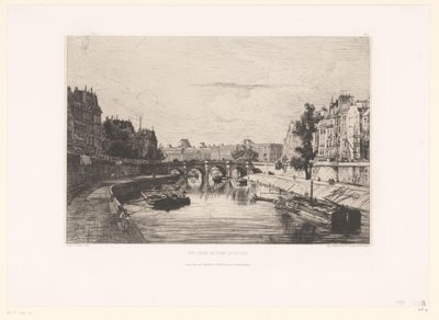 Udsigt over Pont Saint-Michel i Paris Vue prize du pont St. Michel (titel på objekt) af Maxime François Antoine Lalanne