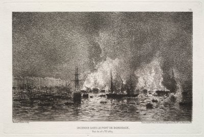 Brand i havnen i Bordeaux af Maxime Lalanne