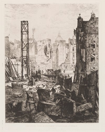Nedrivning til åbningen af Boulevard St. Germain, 1862. af Maxime Lalanne