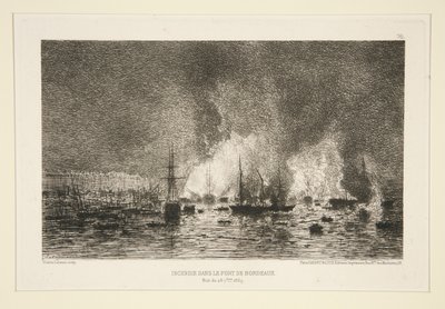 Brand i havnen i Bordeaux (brand i havnen i Bordeaux) af Maxime Lalanne