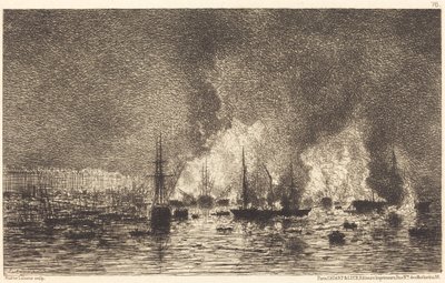 Brand i havnen i Bordeaux af Maxime Lalanne
