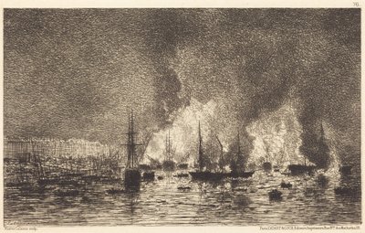 Brand i havnen i Bordeaux af Maxime Lalanne