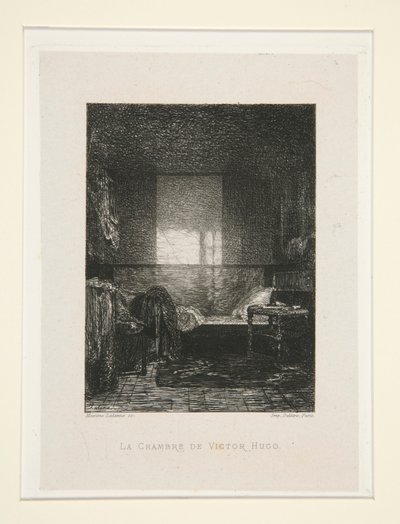 Victor Hugos soveværelse, pl. 11 fra suiten At Victor Hugo (Victor Hugo). af Maxime Lalanne