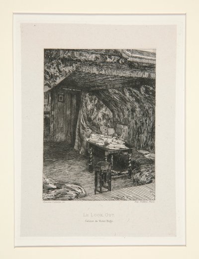 Le look out, cabinet de Victor Hugo (Udsigten, Victor Hugos kontor), pl. 9 fra suiten Chez Victor Hugo (Victor Hugo af Maxime Lalanne