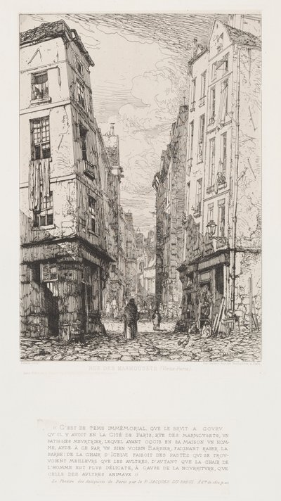 Rue des Marmousets (det gamle Paris) af Maxime Lalanne