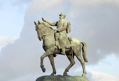 Rytterstatue af Joseph Joffre (1852-1931), militær, marechal af Frankrig, fransk øverstbefalende i slaget ved Marne under Første Verdenskrig, bronzeskulptur af Maxime Real del Sarte (1888-1954), af Maxime Real del Sarte