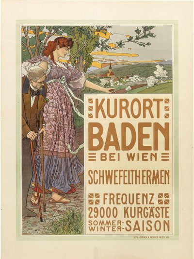 Kurbyen Baden nær Wien, ca. 1910. af Maximilian Liebenwein