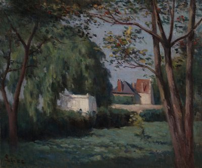 Landscene med tre huse og træer af Maximilien Luce