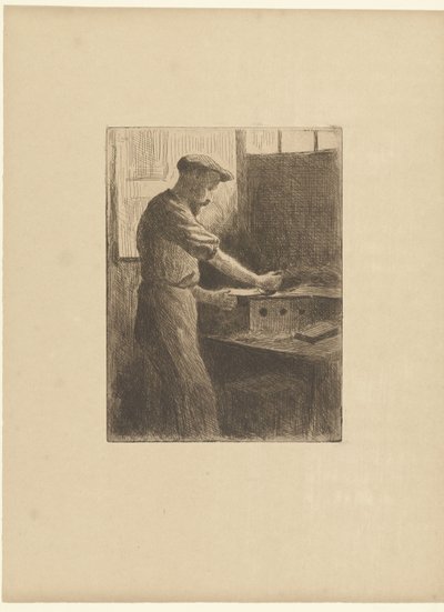 Printer på arbejde i studiet Imprimeur dansesøn atelier L