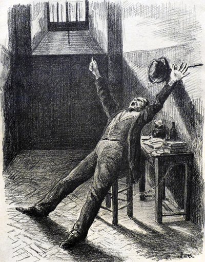 Felix Feneon (1861-1944), kunstkritiker og samler, i fængsel (i cellen) - litografi (1894) af Maximilien Luce (1858-1941) fra bogen af Julles Valles Mazas af Maximilien Luce