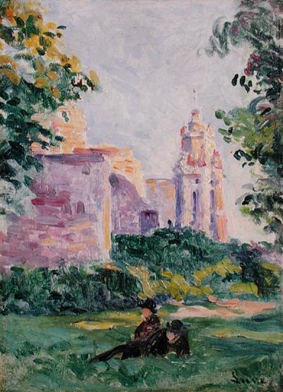 Resting in the Grass, ca. 1897 (olie om bord) af Maximilien Luce