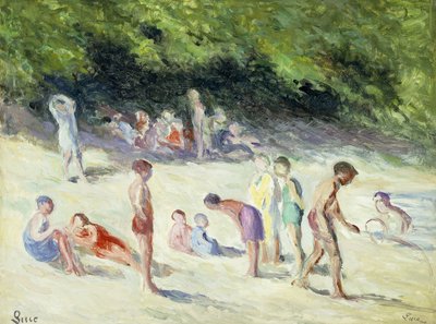 Baderne i Mericourt; La Baignade a Mericourt, 1935 af Maximilien Luce