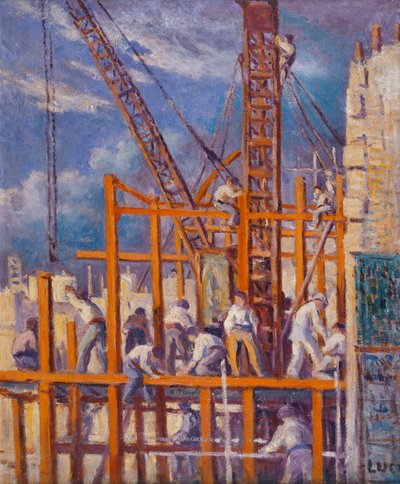 Byggepladserne i Paris, Boulevard de la Madeleine; Paris skibsværfter, Boulevard de la Madeleine, af Maximilien Luce