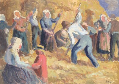 The Harvest, ca. 1914 (olie på papir) af Maximilien Luce