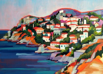Farverig kystby af Maxine Shore