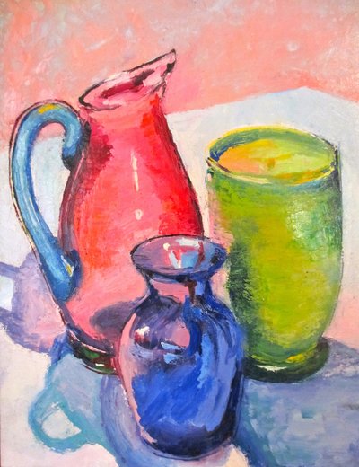 Farverigt stilleben i glas af Maxine Shore