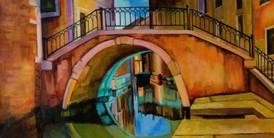Bro over en kanal i Venedig af Maxine Shore