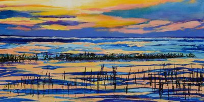 Farverig solnedgang over mosen af Maxine Shore