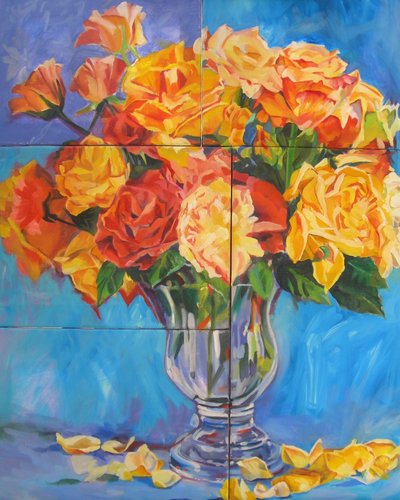 Farverig rosenbuket af Maxine Shore